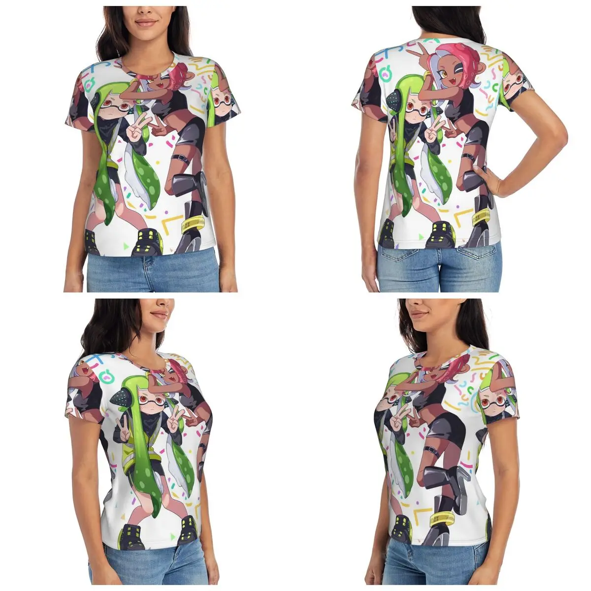 Camiseta Splatoon Play Gamer para mujer, camisetas de manga corta con cuello redondo, ropa de calle de algodón, camisetas de verano, ropa de calle