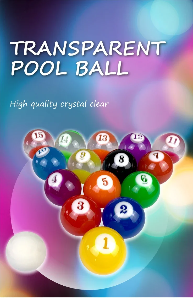 Transparent Crystal Pool Ball Benxiao Transparent Pool Ball Set 57.2mm Billiard Ball Hot Sale