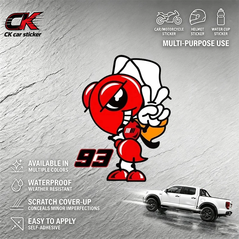 93 Cartoon Racing Motorcycle Car Sticker Vinyl Decal Auto BumperWaterproof for Car Motorcycle Laptop Auto Body Decoration