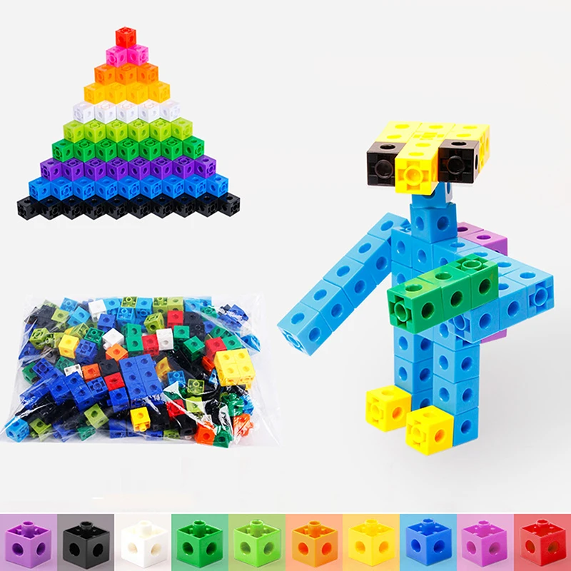 50/100Pcs Home School Preschool Connected Cube Toys For Mathematical Counting Plastic Counting