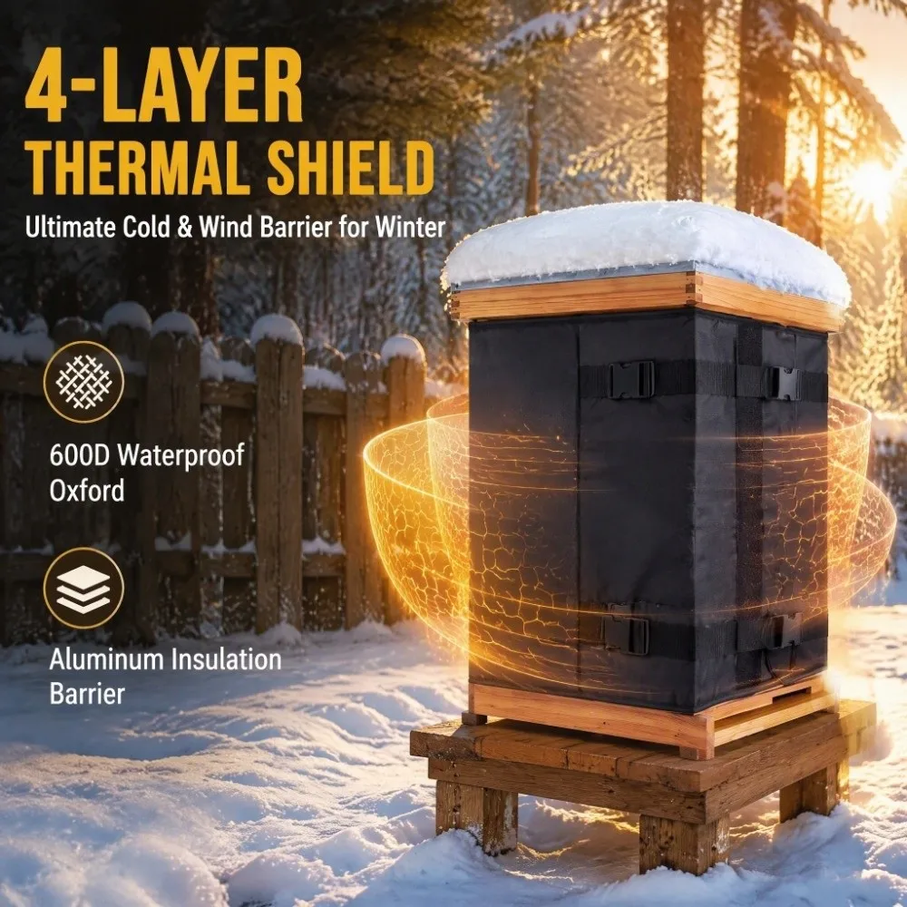 46cm/63cm Beehive Insulation Cover Aluminum Foil Waterproof Winter Bee Hive Wrap 600D Oxford Fabric Anti-scratch