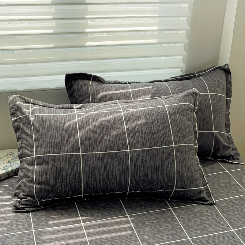 2026 New Washed Cotton Aloe Vera Cotton Single Duvet Cover Skin-friendly Breathable Printed Plaid Quilt Cover Without Pillowcase