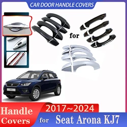 For Seat Arona Accessories KJ7 2017~2024 Car Door Handle Cover Exterior Scratch Protective Decor Rustproof luxurious Accessories