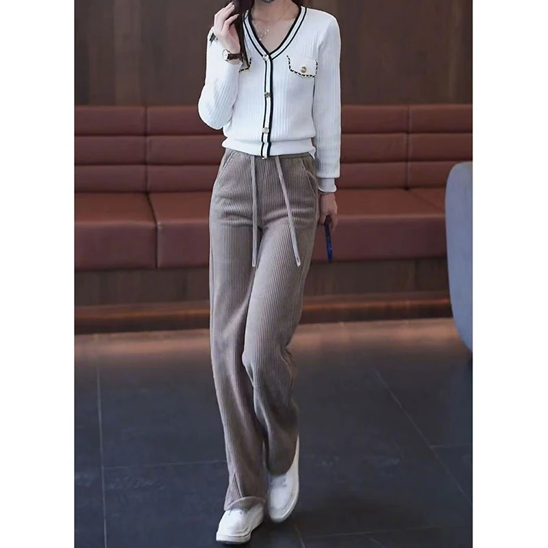 فضفاضة المخملية سروال قصير للسيدات ، كل مباراة Sweatpants مستقيم ، الإناث السراويل الدافئة سميكة ، والأزياء غير رسمية ، جديد ، الخريف والشتاء #5