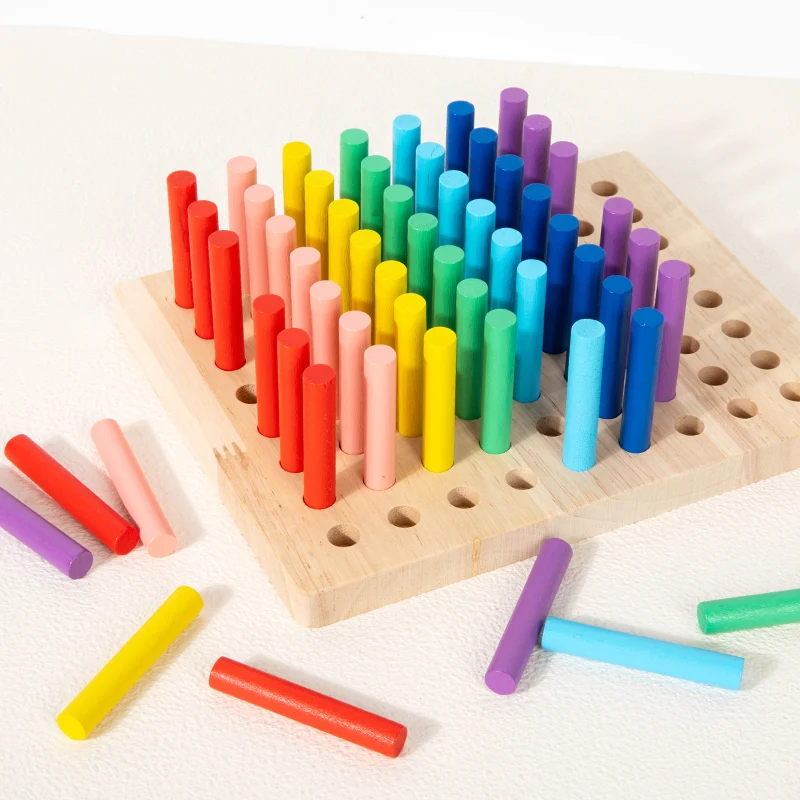 قضيب فئة الألوان الخشبي، لعبة العصي الملونة، لعبة تدريب المحرك الدقيق للأطفال، لعبة إدراك الألوان #1