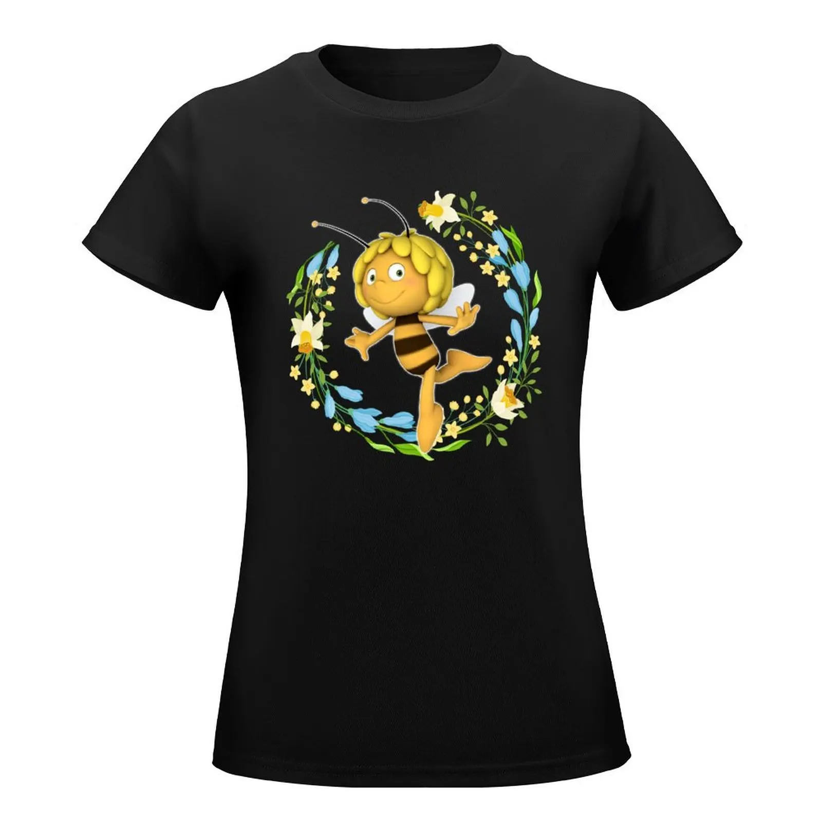 Maya The Bee with flowers T-Shirt Short sleeve tee kawaii clothes t shirt dress Women