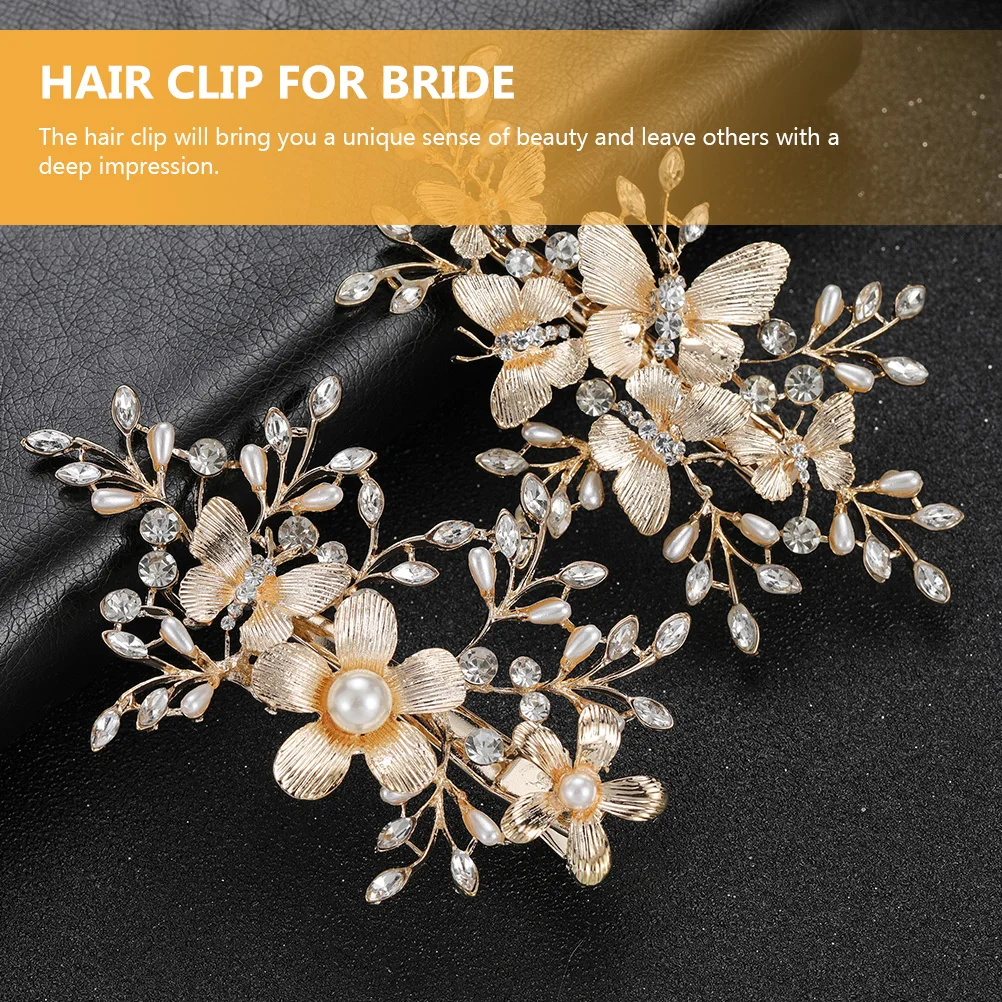 

2pcs Wedding Bride Clips Rhinestone Bridal Hair Clamps Women Hairpin Elegant Sparkle Hair Decor For Wedding Veil Matching