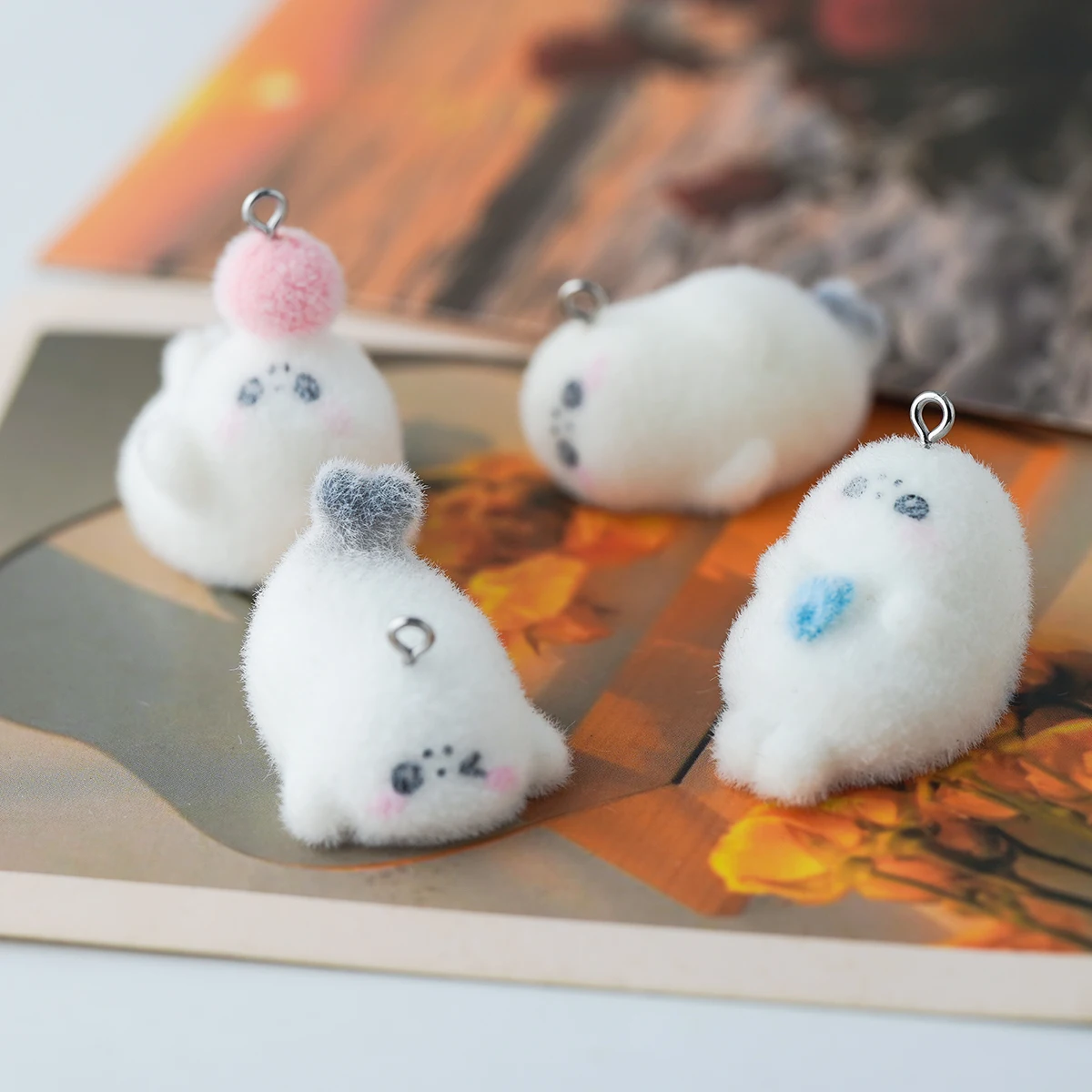 20pcs kawayii Seal Charms Cute Plush resin marine animals For make DIY crafts jewelry Necklace keychain Accessories