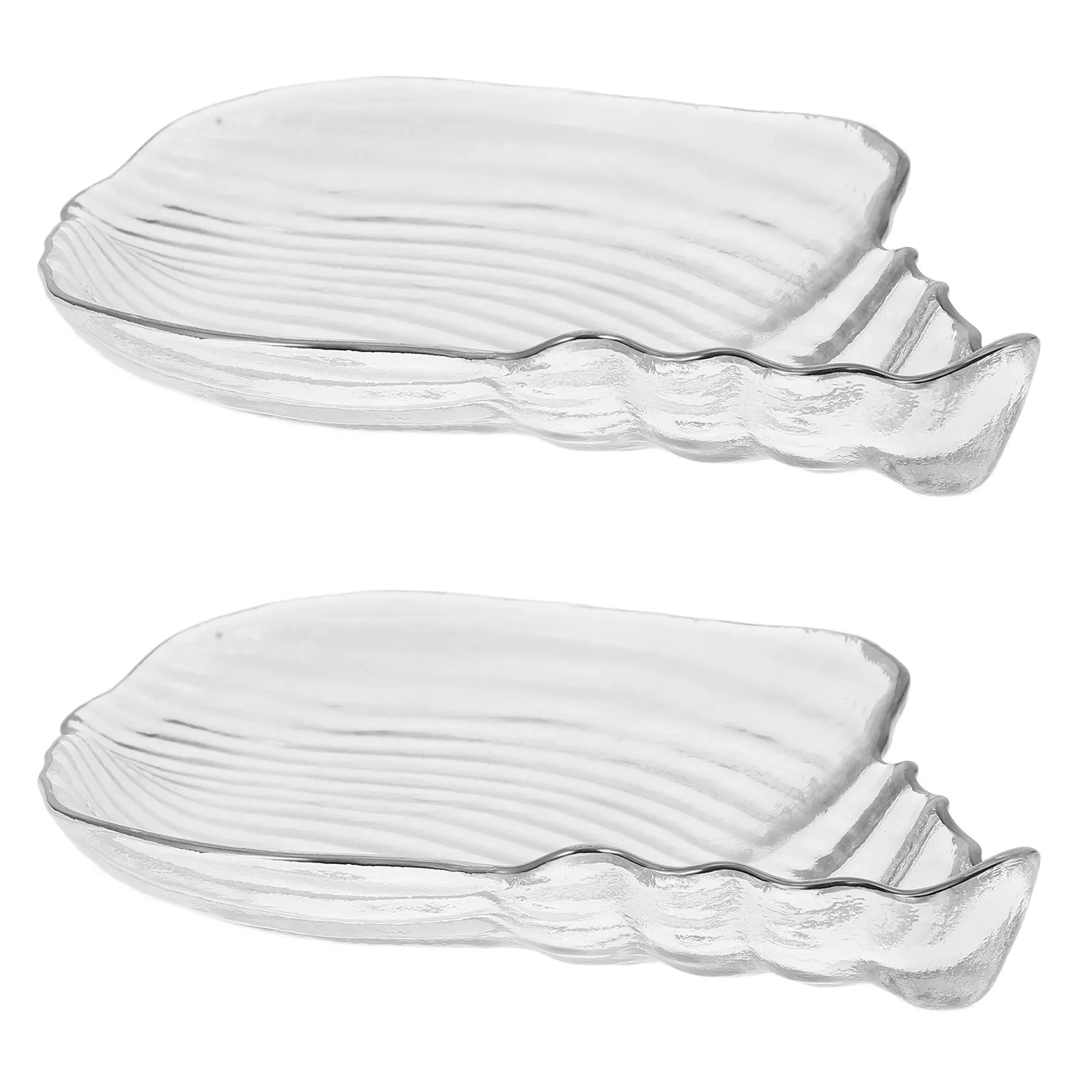 

Набор из 2-х тарелок для закусок в форме ракушки, прочные стеклянные блюда для сервировки, серия «Океан», поднос для демонстрации еды, контейнер для конфет, домашний поднос для закусок