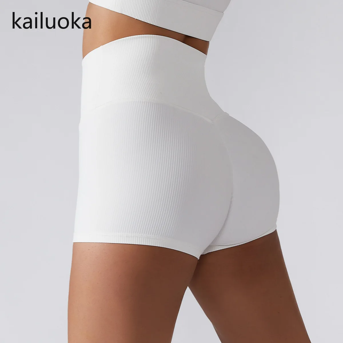 

Rib Fabric Yoga Shorts Women Sport Gym Fitness Short Seamless High Waist Breathable Elastic Lift Hip Nude Yoga Pants