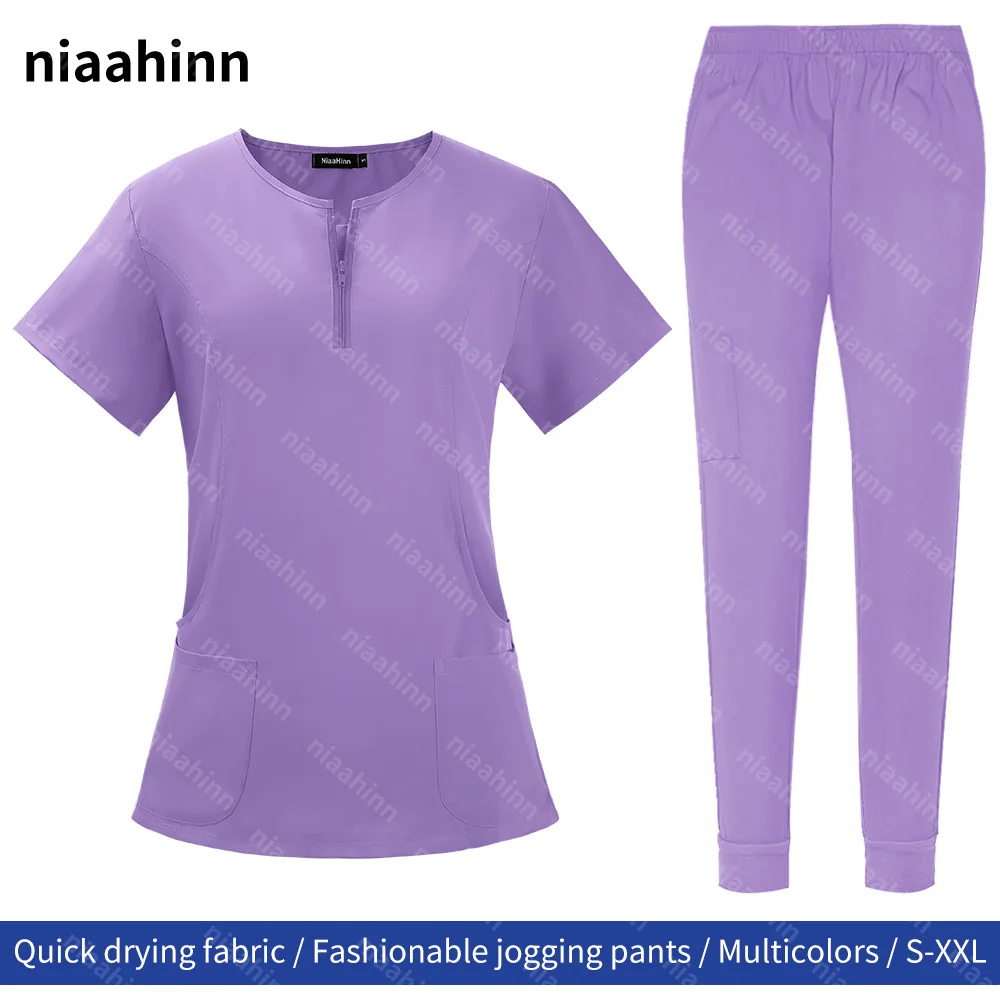 Viser de jogging élastiques avec fermeture éclair pour femmes, uniformes d'infirmière médicale, accessoires médicaux, logo personnalisé