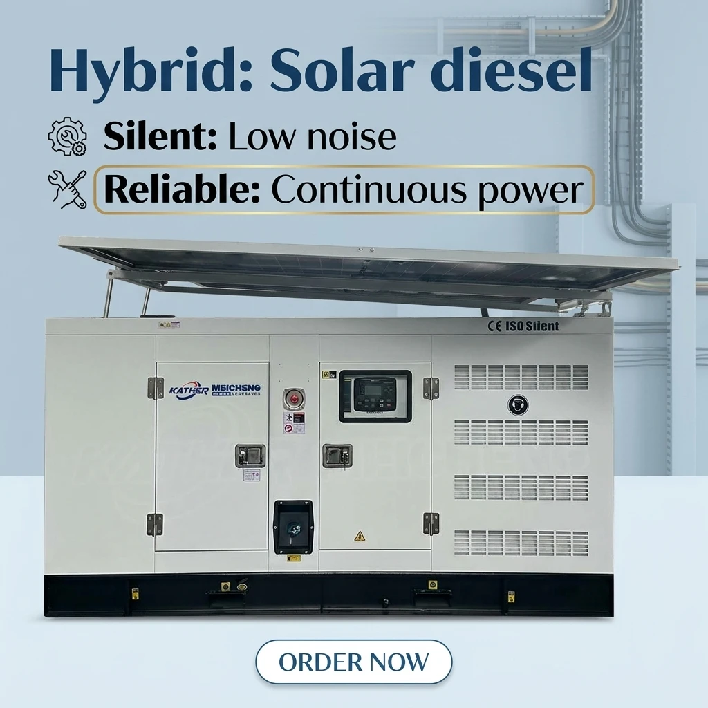 10-50KW Silent Diesel Generators Set With Retractable Solar Panel And ATS