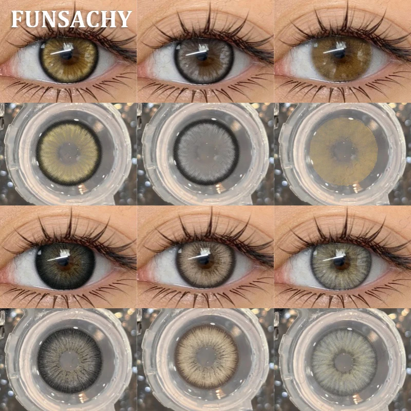 FUNSACHY 1 Paar farbige Kontaktlinsen, braun, natürliche Augenkontaktlinsen, super natürliche Linse, graue Farblinse, schöne Pupillenkosmetik