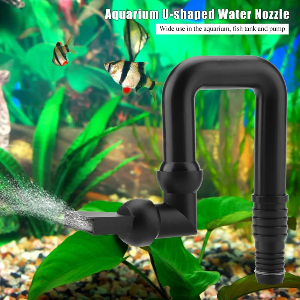 Accessory Free Rotate Aquarium Water Outlet Black U Shaped U Shaped Nozzle Plastic 360° Rotation Return Pipe Fish Tank