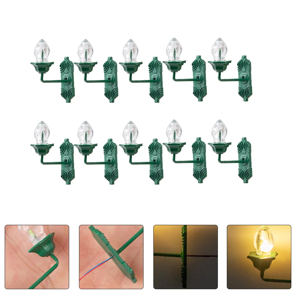 10 PCS Type Wall Light Decorative Effects Mini Landscape Lamp Model Adornment Vintage Miniature Lights Plastic DIY