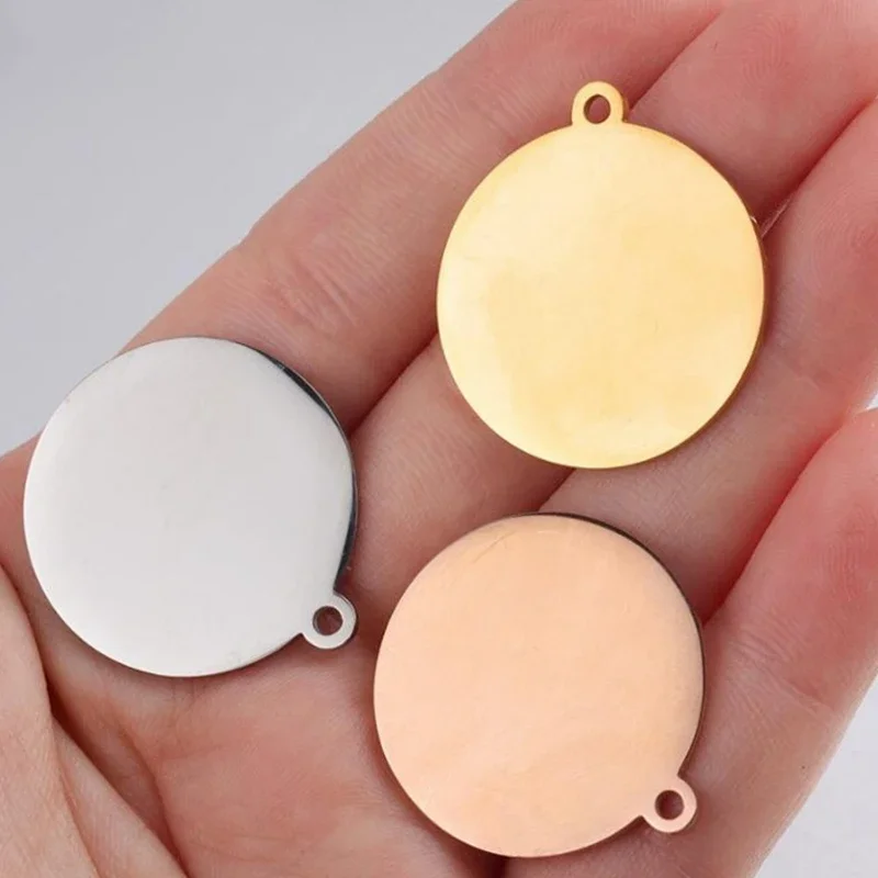 20Pcs Gold Color Mirror Polished Stainless Steel Round Pendants Size 10/15/20/25mm Stamping Blanks for DIY Necklace Making