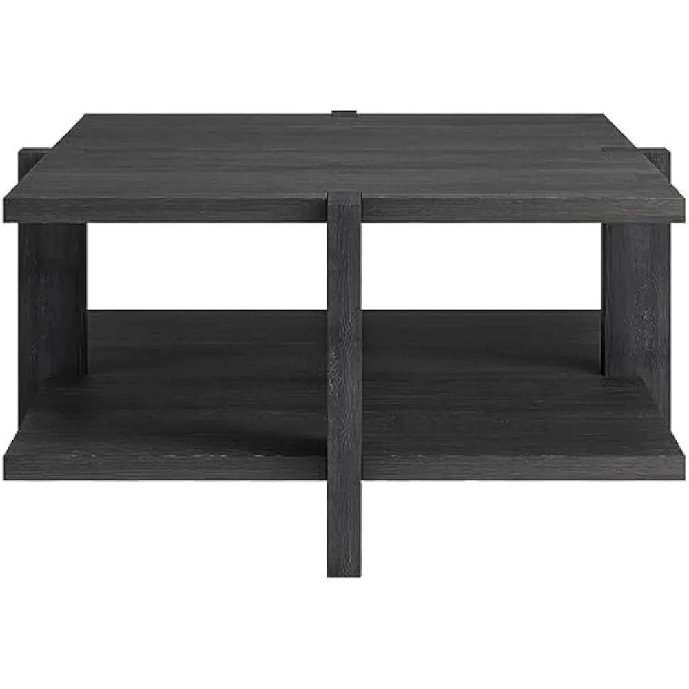 Mesa de centro cuadrada gris de 35" con estante