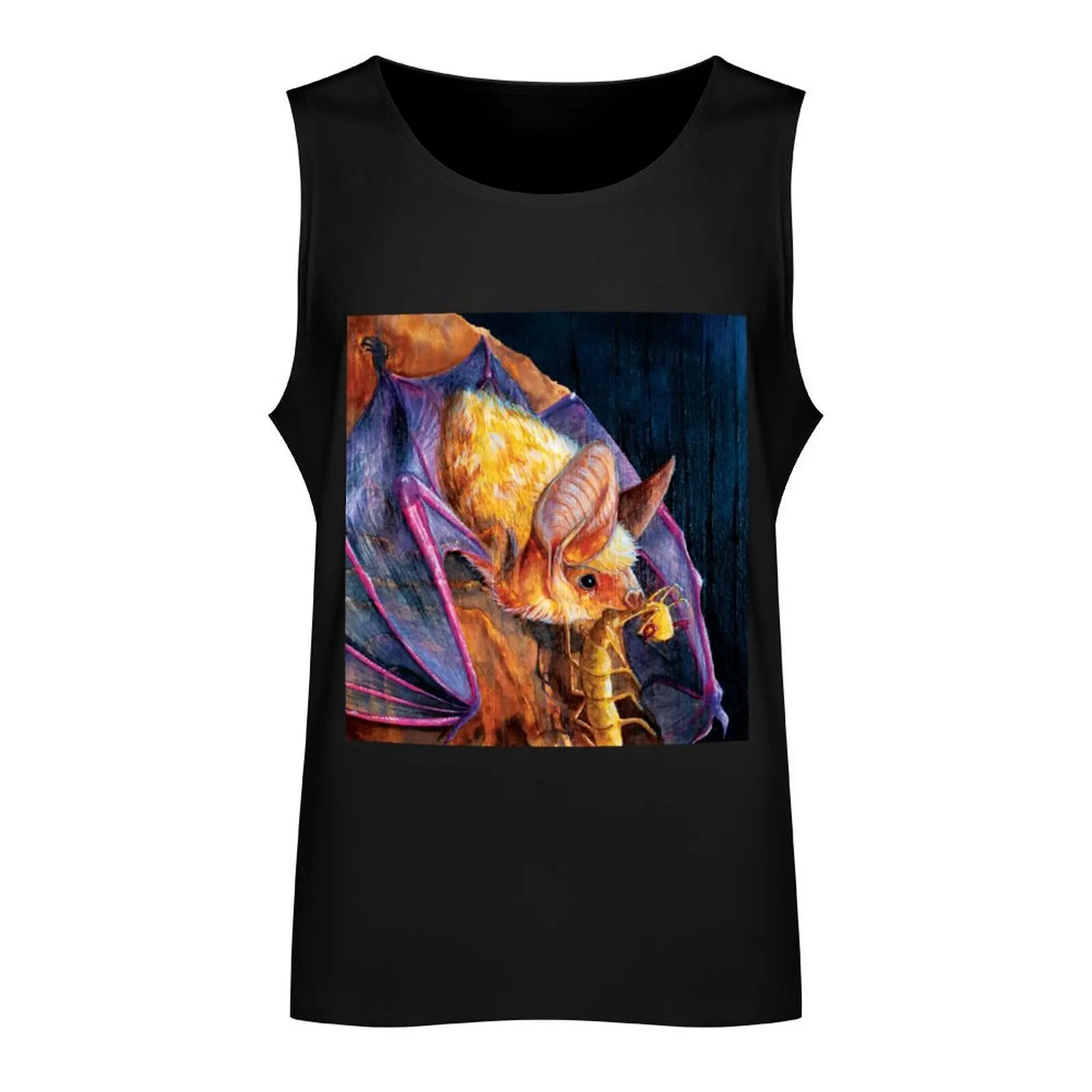 Pallid Bat Eating a Centipede Tank Top Sleeveless men summer Men's t shirt