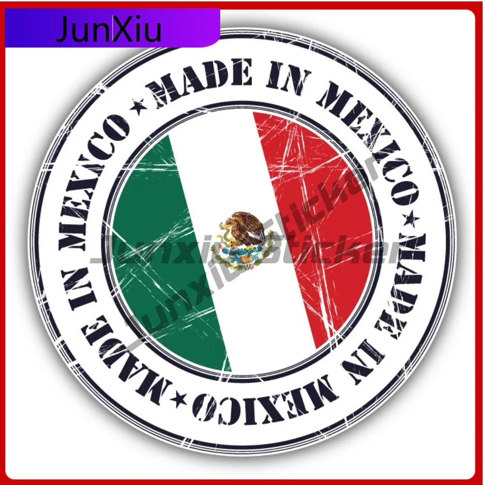 

Made In Mexico Grunge Flag Stamp Car Decal Bumper Stickers Cool Style Helmet Use For Door Panel Decora Car Sticker Accessorie
