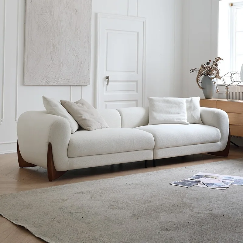 Italian wabi-sabi style sofa minimalist cream style lambswool living room small apartment designer fabric sofa combination