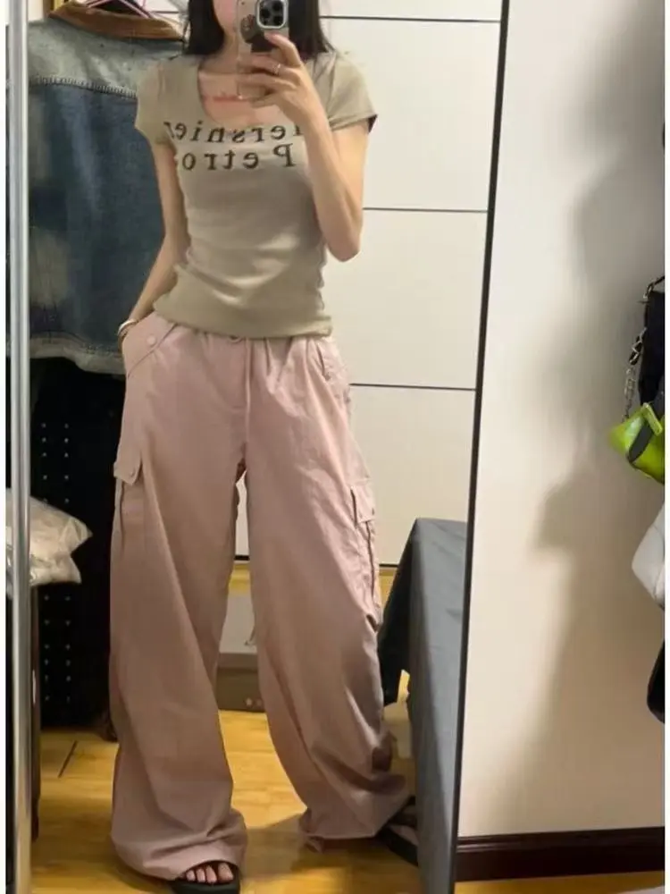 2025 ฤดูร้อนTเสื้อผู้หญิงVคอY2k Kpop Vintageสาวร้อนพิมพ์Vคอสั้นเสื้อยืดCrop Topผู้หญิงTeesเสื้อผ้า