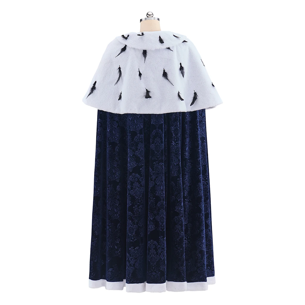 Capa de rey de la Reina Charlotte Story, capa azul oscuro para hombre, vestido de baile del siglo XVIII de KING GEORGE III, capa victoriana