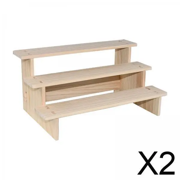 

Wooden Stand Display Organizer Riser Shelf for Crafts Figurines Goods Display and Home Countertop
