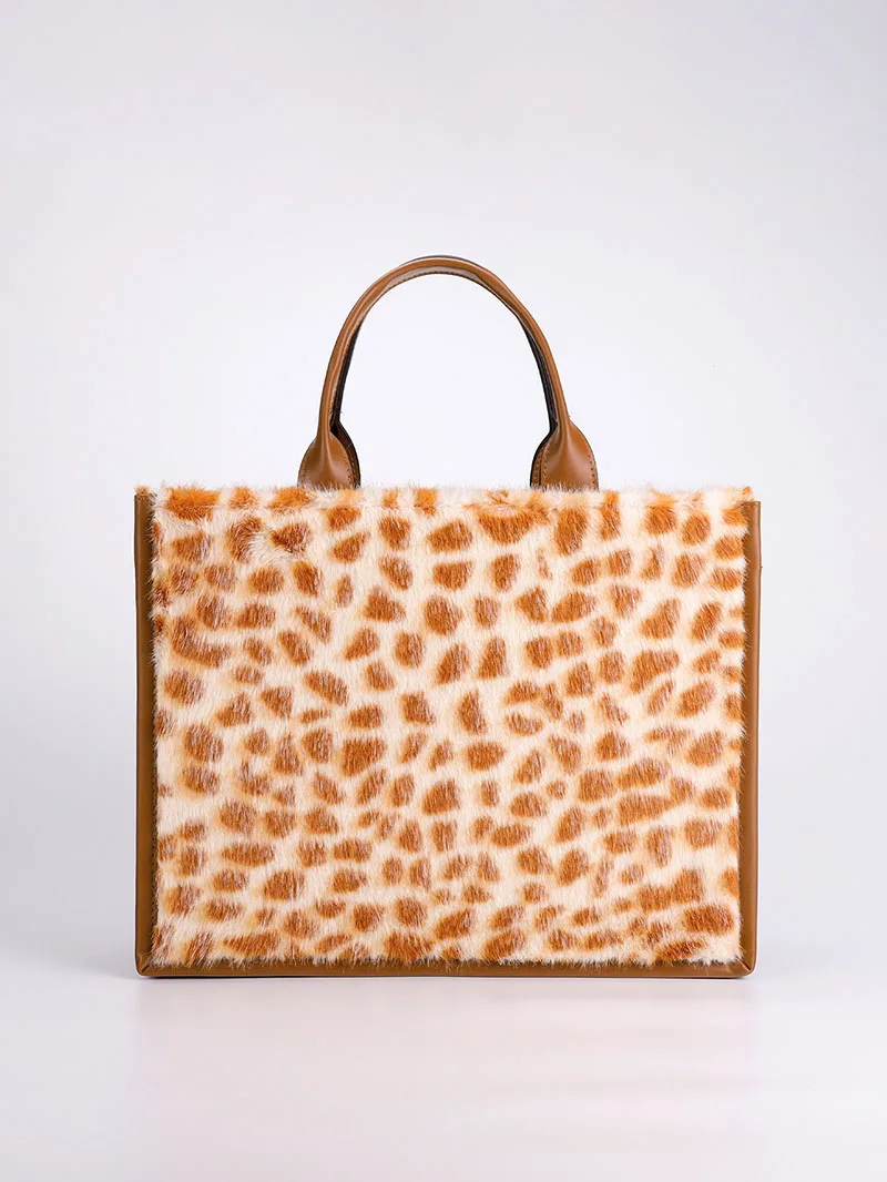 

Осенне-зимняя большая вместительная клетчатая сумка из овечьего меха, сумка-тоут для поездок на работу и путешествий, мягкая квадратная сумка на одно плечо