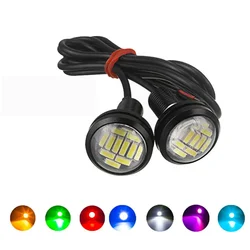 Lámpara de señal de giro de alta potencia, luz LED de ojo de águila de 2 piezas, 23mm, 4014 12SMD, para conducción diurna y marcha atrás, color blanco
