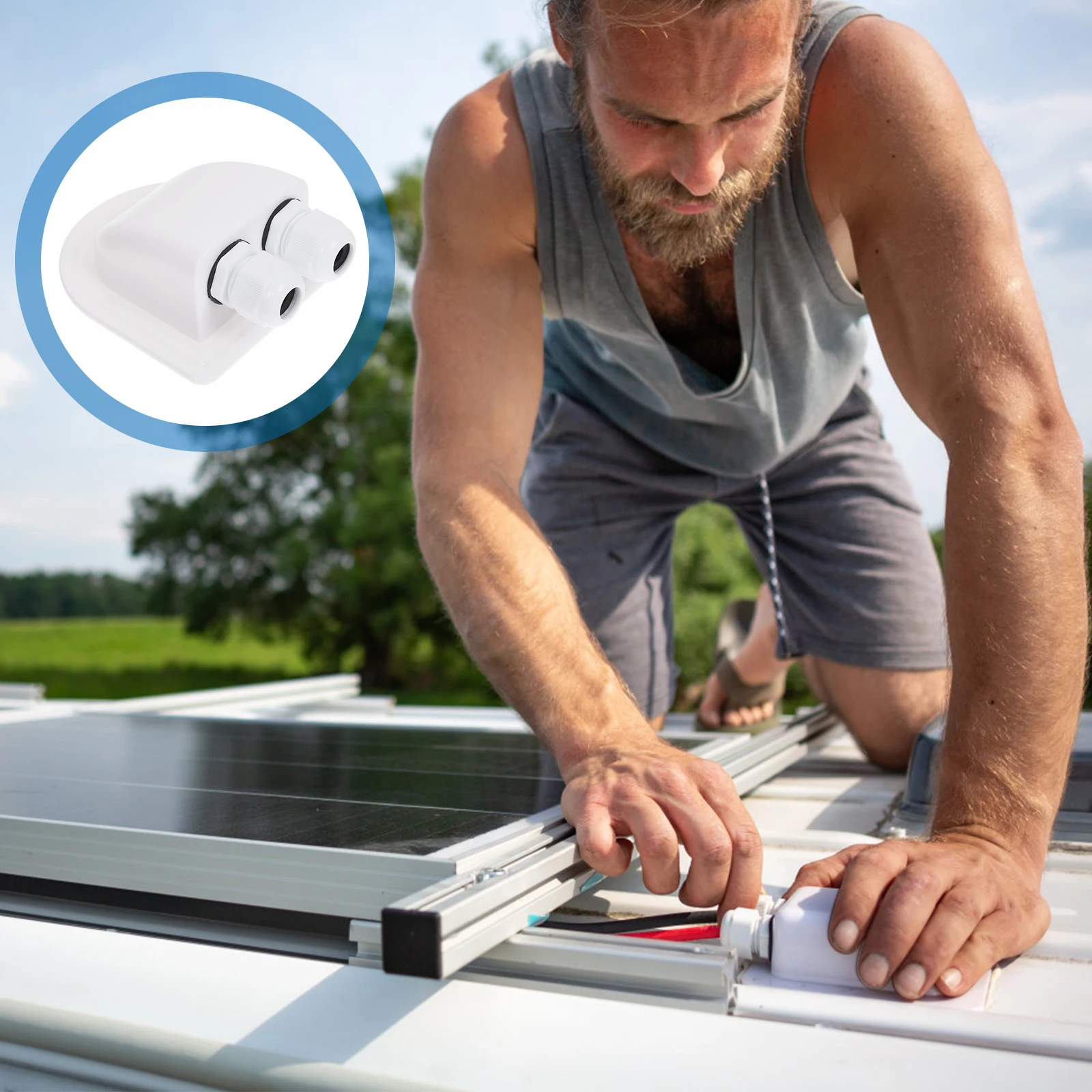 

Photovoltaic Junction Entry Gland Car Connect Abs Double Weatherproof Glands Dual Holes Cable Entry Solar Panel Wiring
