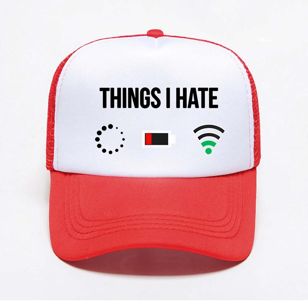 Things I Hate Funny baseball cap Programmer Gamer Computer Nerd Streaming mesh caps summer Breathable mesh trucker hat sun hats