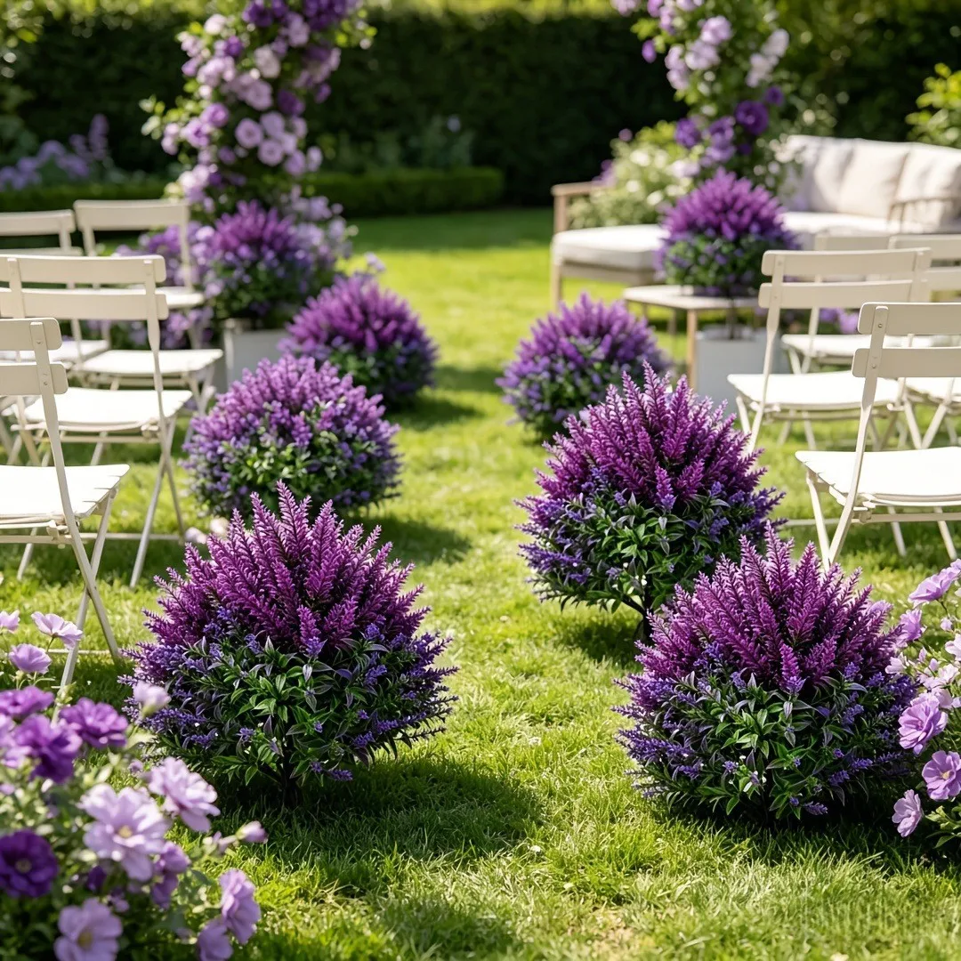 Lavender floor insert simulation green plant decoration garden outdoor courtyard floor nail purple simulation flower decoration