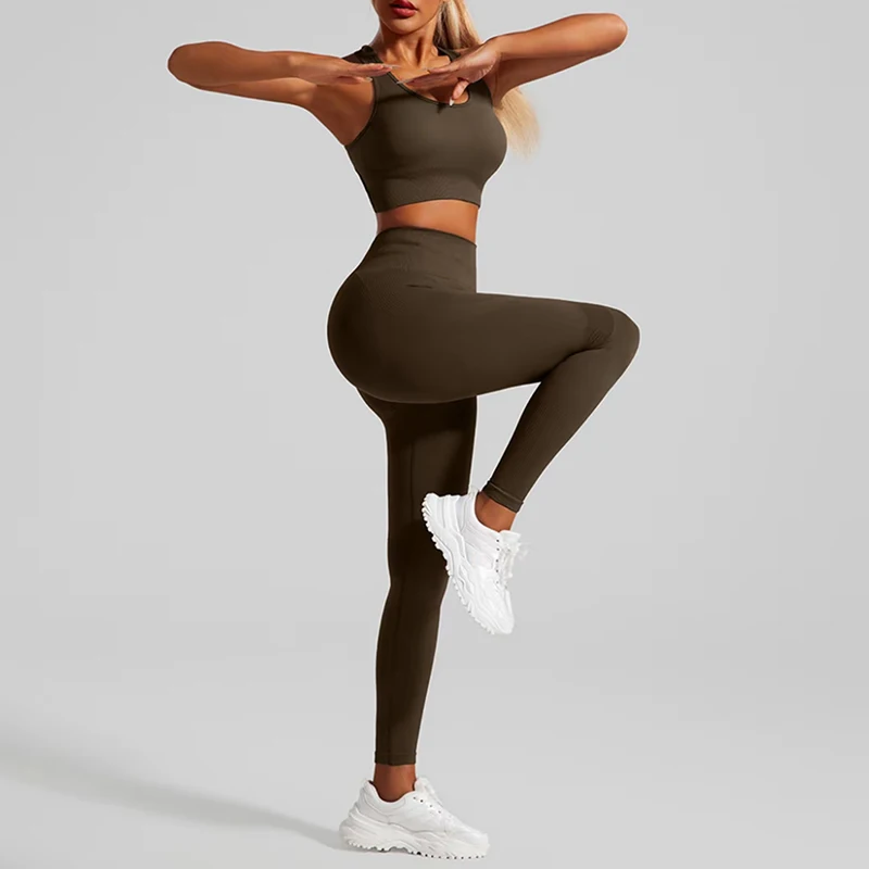 Women's Yoga Exercise Set, Cross Belt Backless Sports Bra Paired with Hip Lifting and High Waist Yoga Fitness Pants