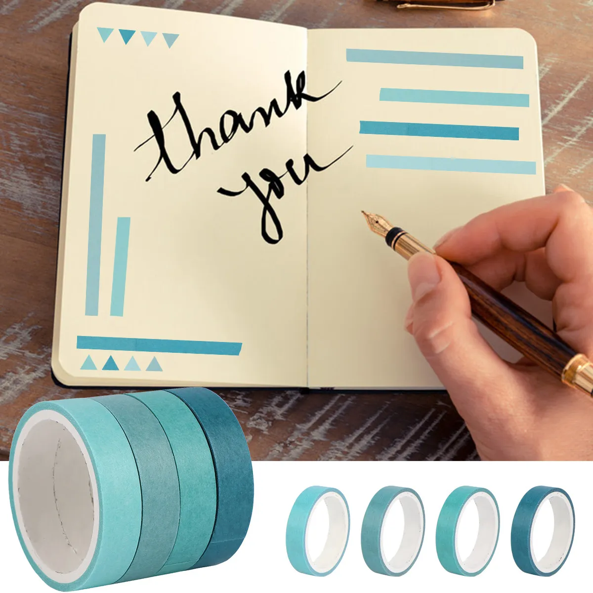 8Pcs Washi Tape Pack Easy Peel No Residue Pure Color Simple Design for Journaling Scrapbooking Packaging DIY Crafts Organizer