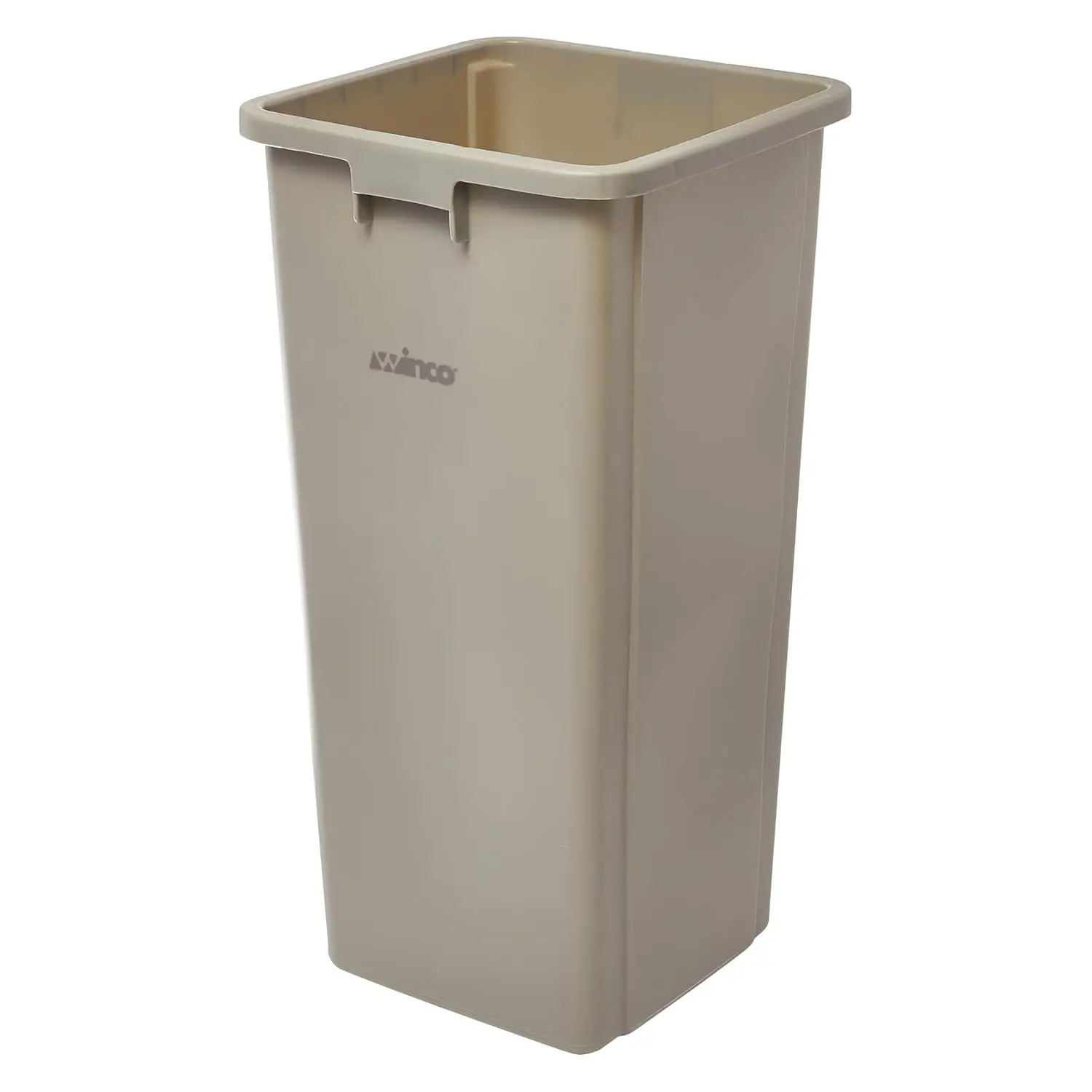 

23 Gallon Beige Square Plastic Trash Can for Commercial Use, Durable and Spacious