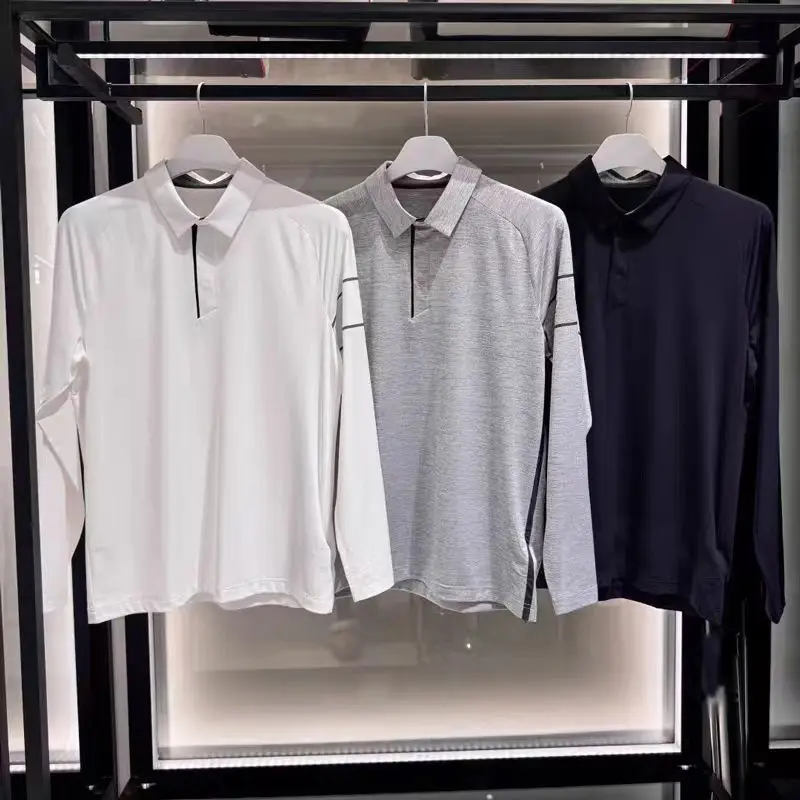 

2025 New Golf Apparel Men's Long Sleeved Lapel Golf T-shirt Man Fashion Brand Sports Golf Polo Shirt