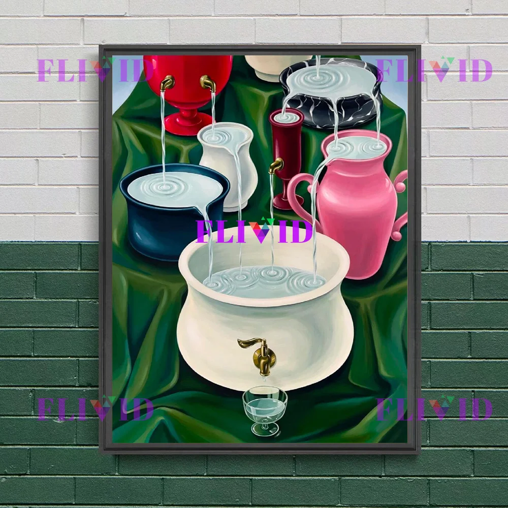 سريالية نمط لطيف الحيوانات خروف ، أرنب ، الأيدي الصلاة ، الفاكهة الرسم على لوحات القماش الجدارية الملونة ملصق فني طباعة للديكور المنزل