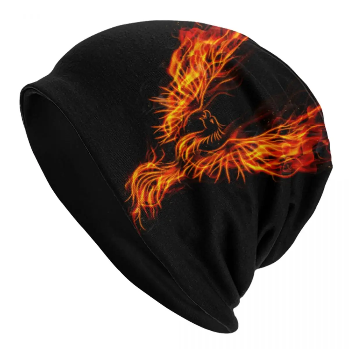 Men Women Winter Warm Beanies Fire Burning Phoenix Casual Soft Knitting Hat