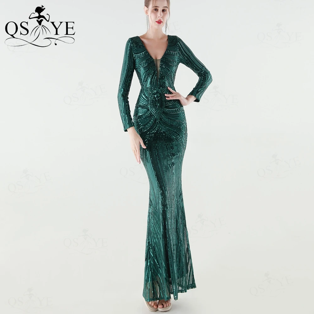Emerald green long sleeve lace dress-AliExpress