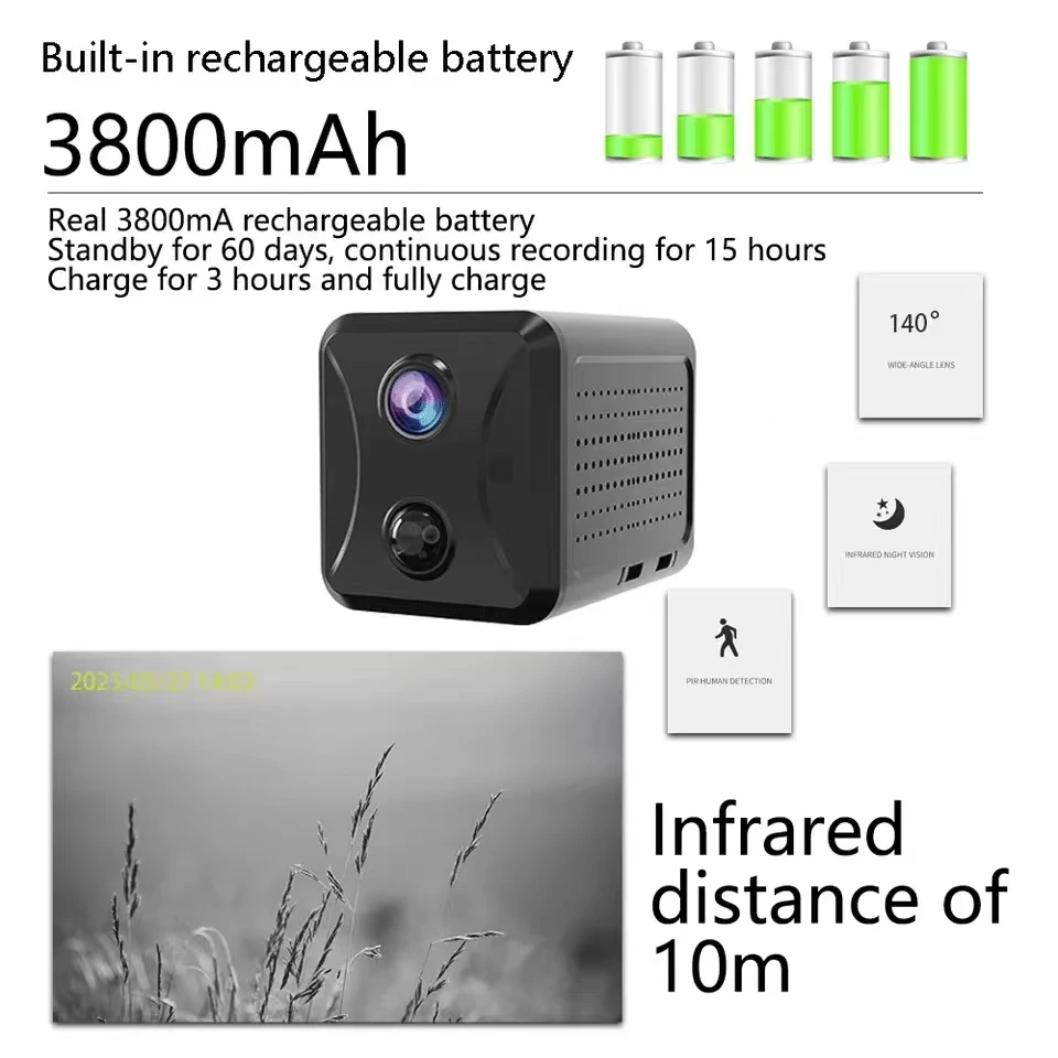 Ubox Mini 4G Beveiligingscamera Simkaart Of Wifi Ultra Hd Bewakingscamera 3800 Mah Batterij Low Power Stem Intercom Cctv Camera