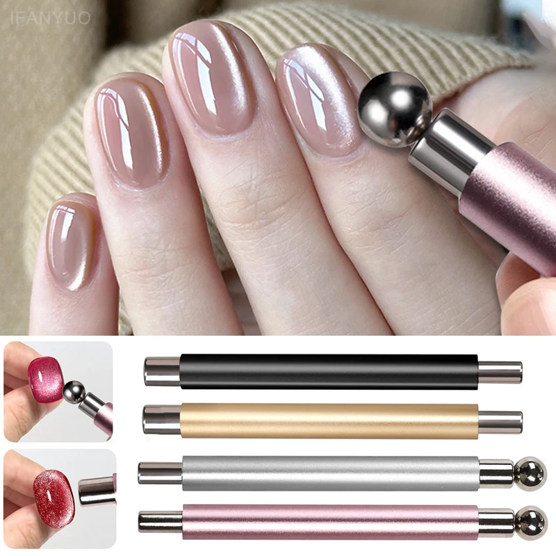 Nail Cat Eye Magnetic Ball With Nail Magnetic Stick Tool Set Double-head Cylindrical Strong Magnet Pen 3D Cat Eye Gel Manicure