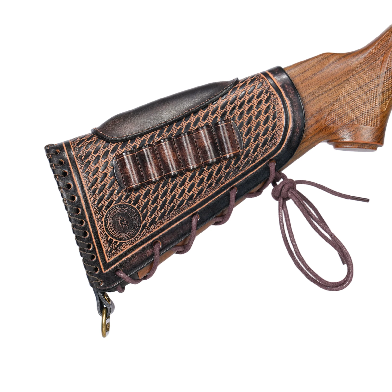 Tourbon Jagd-Leder-Gewehrschaftabdeckung, verstellbare Gewehrschaftauflage mit Munitionsschlaufen, passend für 30.06, 30.30, 308 usw. – Detail 13