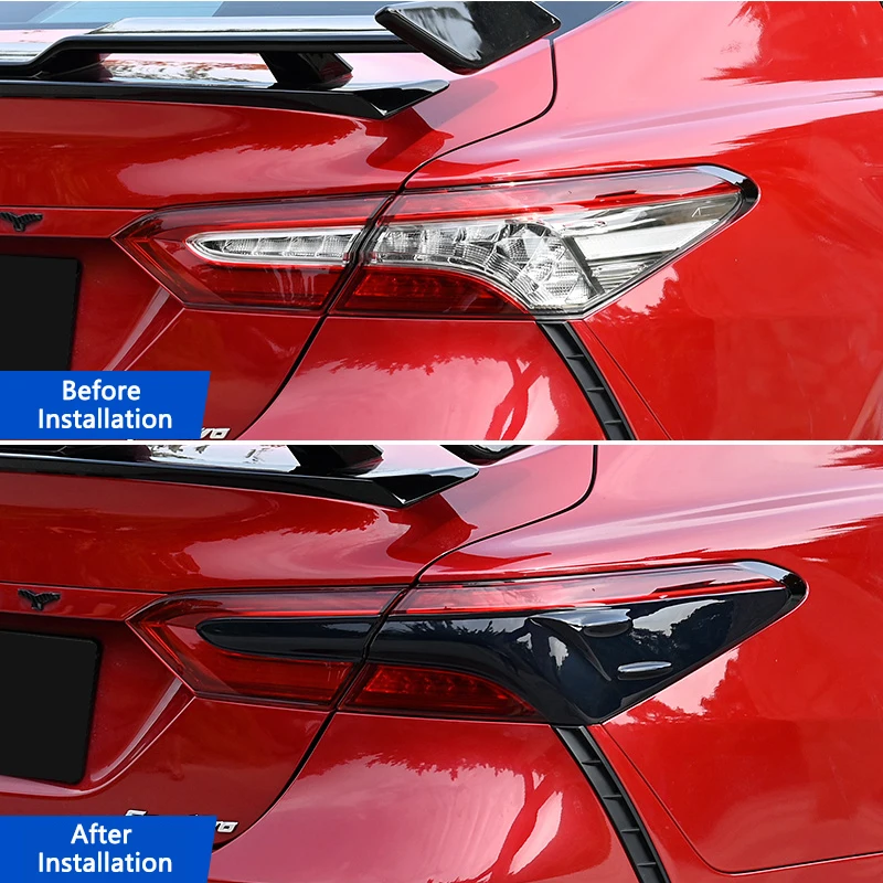 TAJIAN Car Smoked Black Tail Light Cover Trim Stickers Transparent Lampshade Protector Rear Lamp Shell For Toyota 18-22 Camry