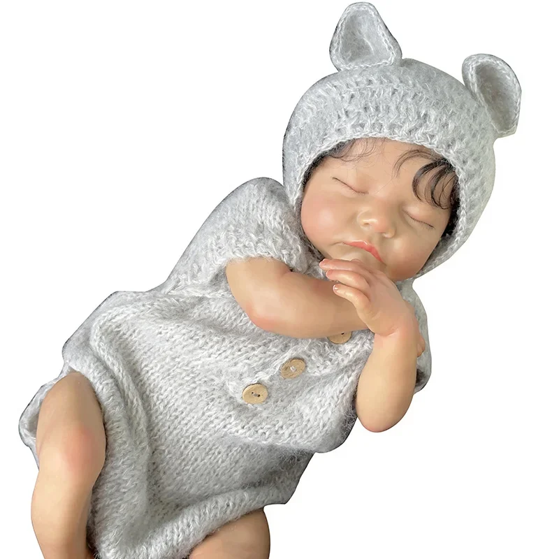 49CM Newborn Baby Doll Reborn Brown Skin Levi Sleeping Soft Silicone Flexible 3D Skin Tone Doll