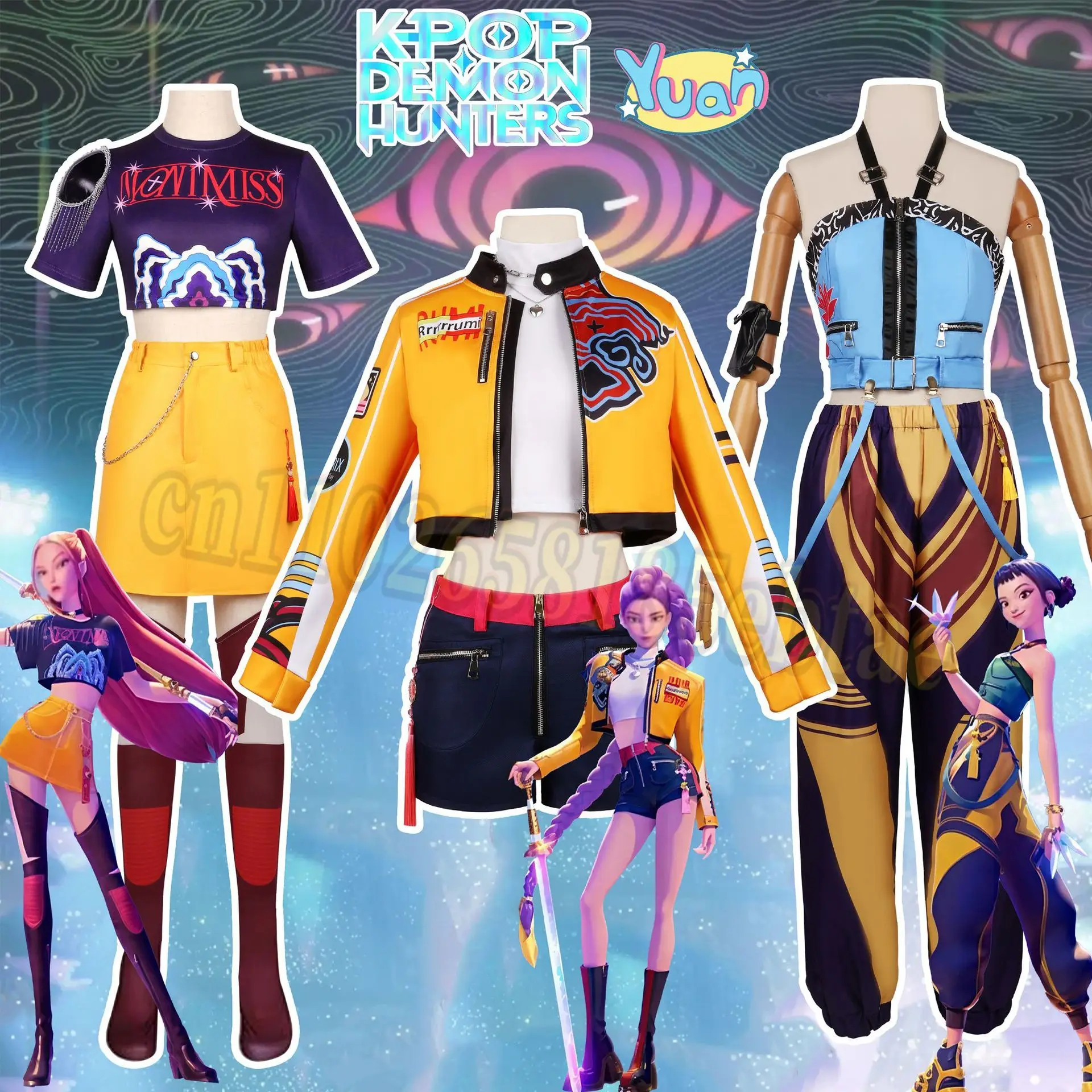 

Anime Movie K-Pop Mira Demon Hunters Cosplay Costume Zoey Rumi Cartoon Kpop Girls idol Roleplay Suits Halloween Carnival Party