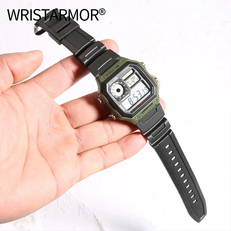 Resin Rubber Watchband Suitable for Casio AE1000W AE1200 AQ-S810 W F-108WH Men Outdoor Sports Waterproof Strap Watch Accessories