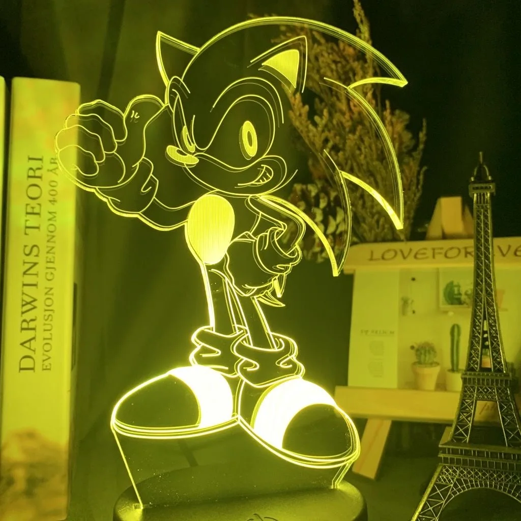 Nouveau modèle de poupée sonique 3D veilleuse LED 7 couleurs changeantes lumière Sonic figurine chambre jouets décoratifs enfants enfants Birt