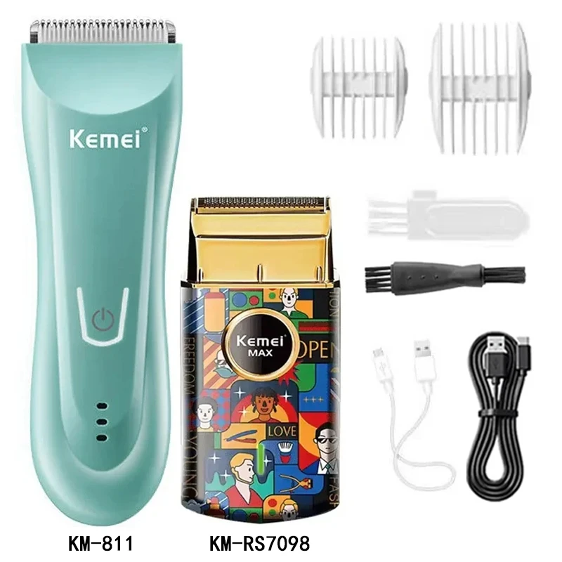 Kemei Hair Clipper Km-2296 Km-811 Km-RS7098 Barber Blading Hair Cutting Machine Clipper Grooming Cordless Rechargeable Shaver