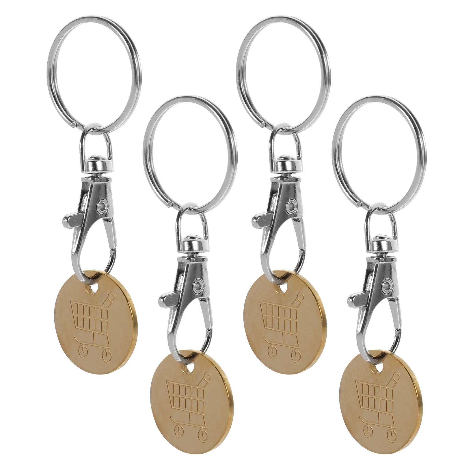 4 Pcs Cart Token Keyring Keychain Ornament Shopping Trolley Pendant Decoration Small Tokens Keyrings