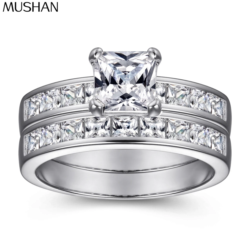

MuShan Jewelry 925 Sterling Silver Romantic Engagement Ring 7A Cubic Zirconia Women Rings Bands Anniversary Women Gift